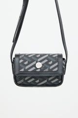 Versace Black & Grey Coated Canvas La Greca Mini Crossbody Bag