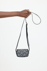 Versace Black & Grey Coated Canvas La Greca Mini Crossbody Bag