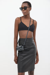 Versace Black & Grey Coated Canvas La Greca Mini Crossbody Bag