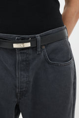Versace Black Leather Medusa Hardware Belt