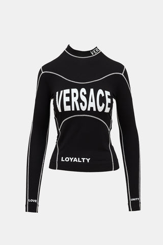 Versace Printed Mock Neck Top
