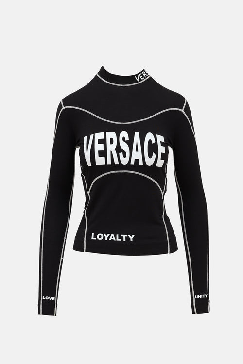 Versace Printed Mock Neck Top