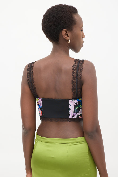 Versace Black & Multi Barocco Print Bustier Top