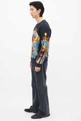 Versace Black & Multi Baroque Graphic Crewneck