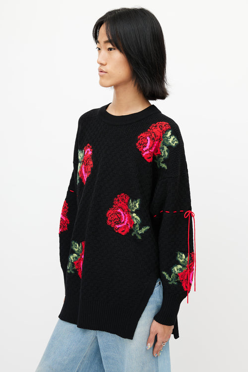 Versace Black & Multicolour Knit Rose Sweater