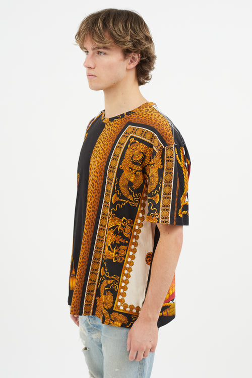 Versace Black & Multicolour Print T-Shirt