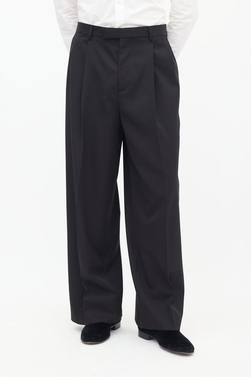 Versace Black Pleated Wide Trouser