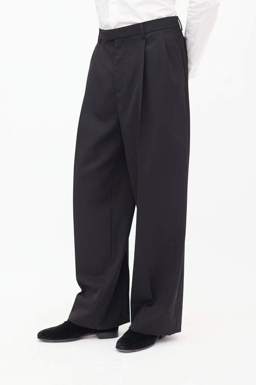 Versace Black Pleated Wide Trouser