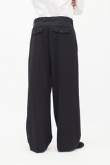 Versace Black Pleated Wide Trouser