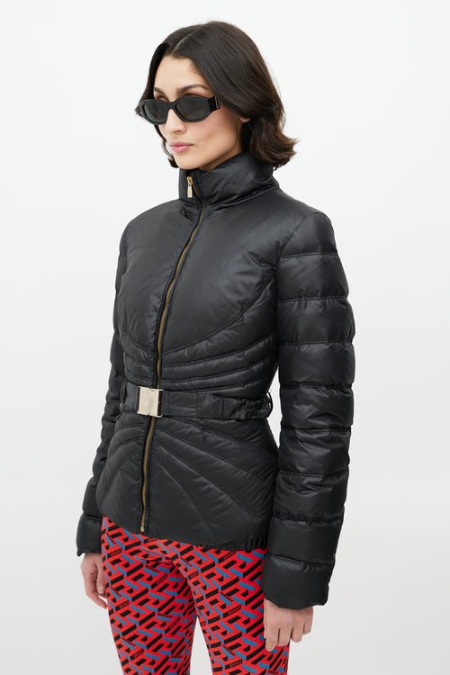 Versace Black Quilted Down Puffer