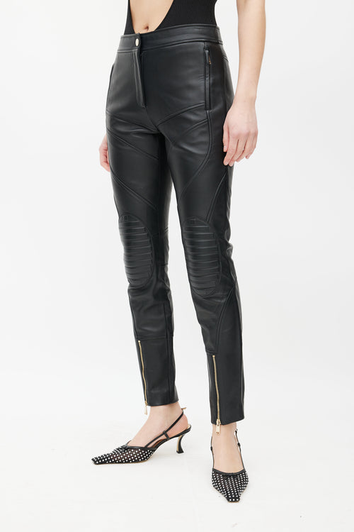 Versace Black Quilted Leather Pant