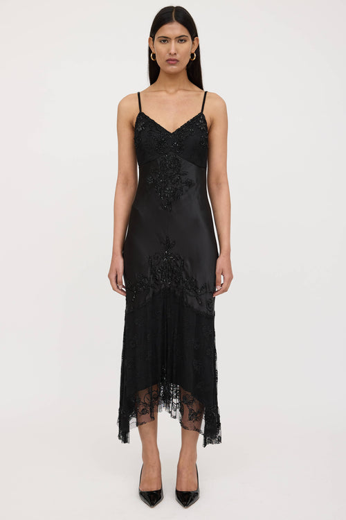 Versace Silk Floral Beaded Dress