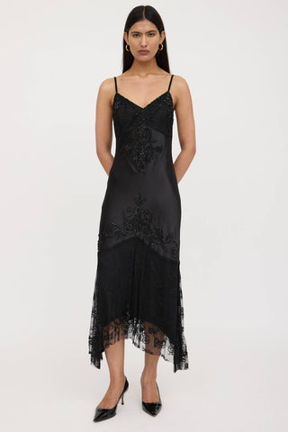 Versace Silk Floral Beaded Dress