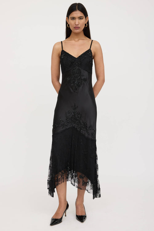 Versace Silk Floral Beaded Dress