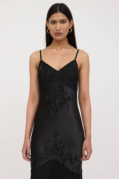 Versace Silk Floral Beaded Dress