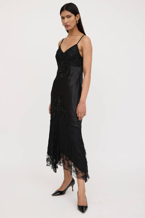 Versace Silk Floral Beaded Dress