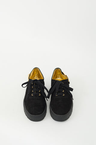 Versace Black & Gold Suede Medusa Sneaker