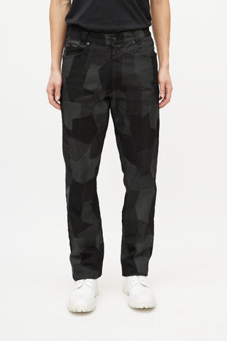 Versace Black & Grey Patchwork Slim Jean