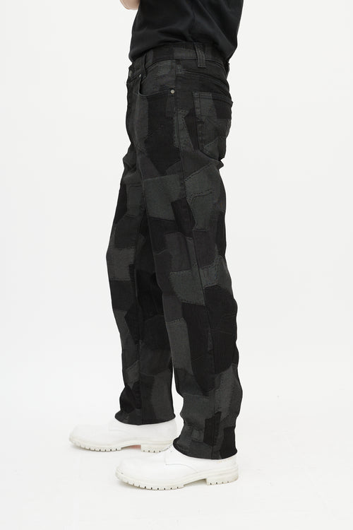 Versace Black & Grey Patchwork Slim Jean