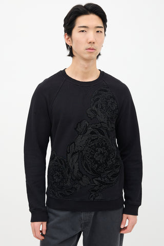 Versace Black Velvet Paisley Crewneck