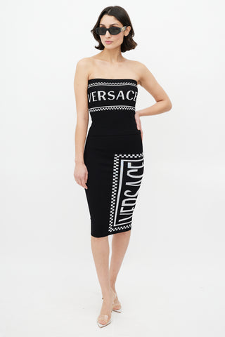 Versace Black & White Checkered Knit Logo Co-Ord Set