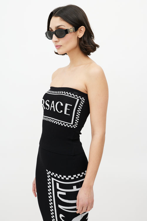Versace Black & White Checkered Knit Logo Co-Ord Set