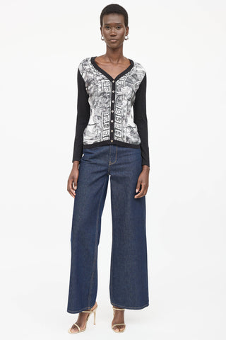 Versace Printed Button Up Top