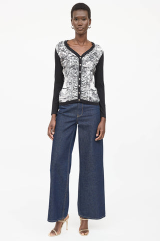 Versace Printed Button Up Top