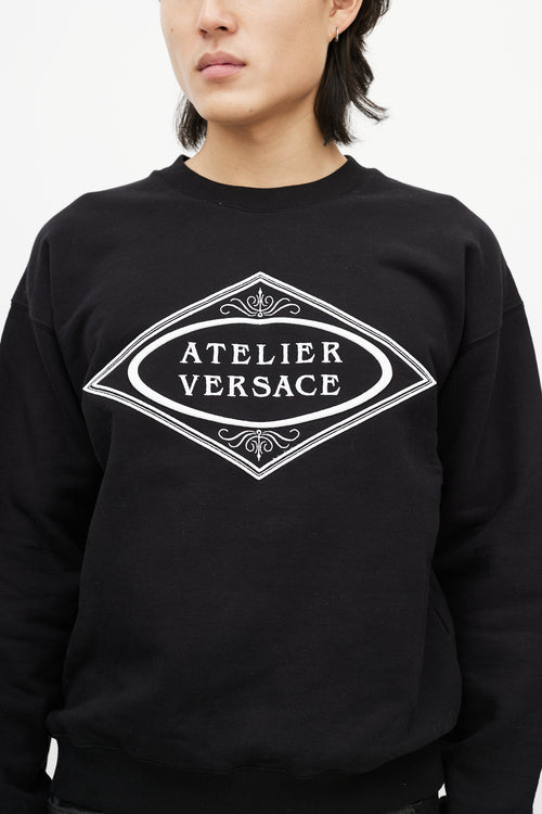 Versace Black & White Logo Crewneck Sweater