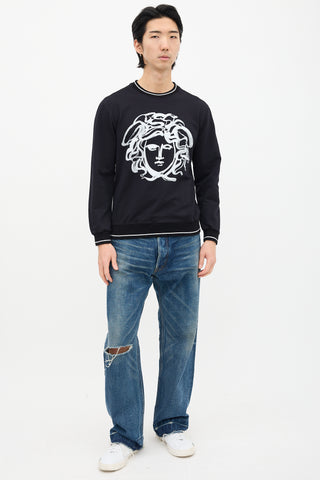 Versace Black & White Painted Graphic Crewneck