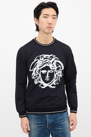 Versace Black & White Painted Graphic Crewneck