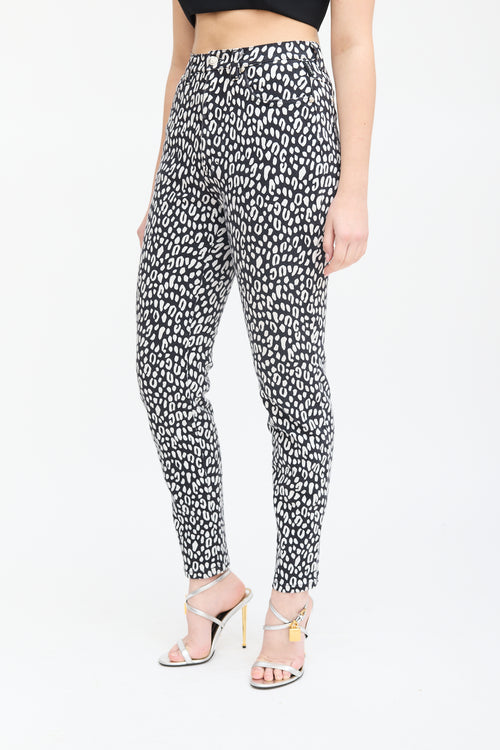 Versace Black & White Printed Skinny Jeans