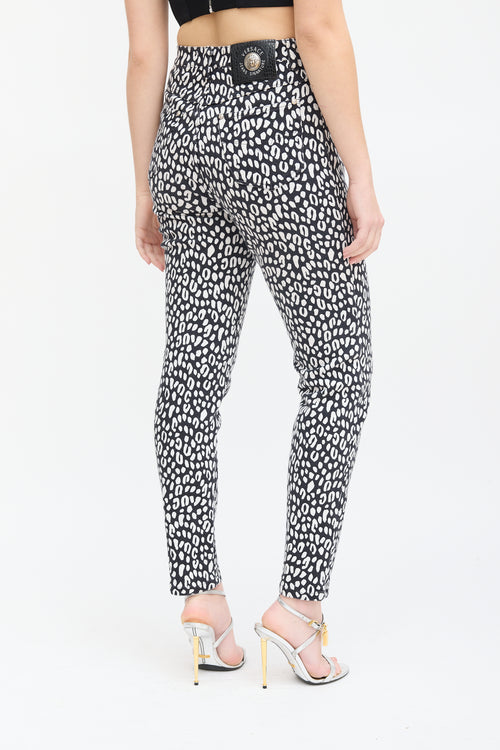 Versace Black & White Printed Skinny Jeans