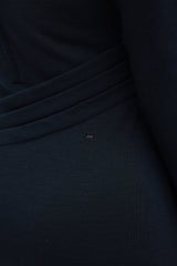Versace Black Wool Diagonal Pleat Dress