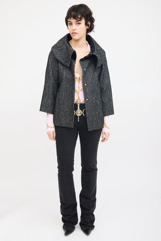 Versace Black Wool & Mohair Collared Jacket