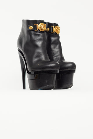 Versace Black & Gold Triple Platform Boot