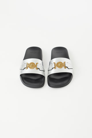 Versace Black & Silver Pool Slide