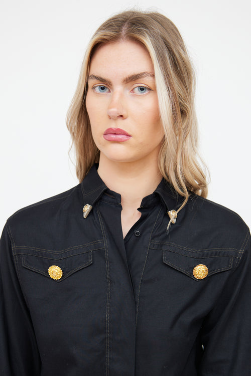 Versace FW 1992 'Miss S&M' Black Collar Tip Shirt