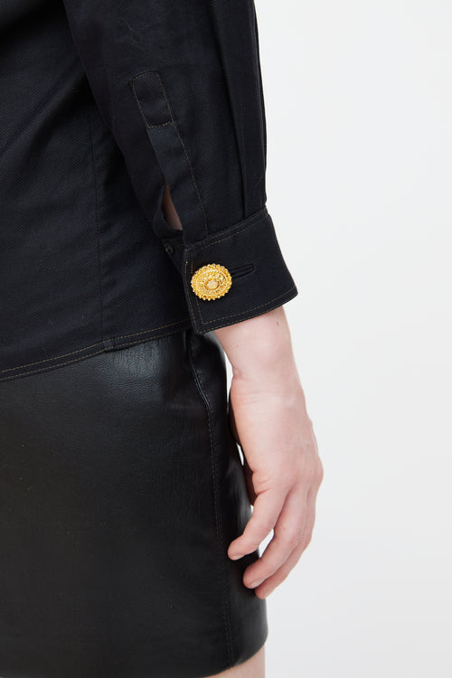 Versace FW 1992 'Miss S&M' Black Collar Tip Shirt