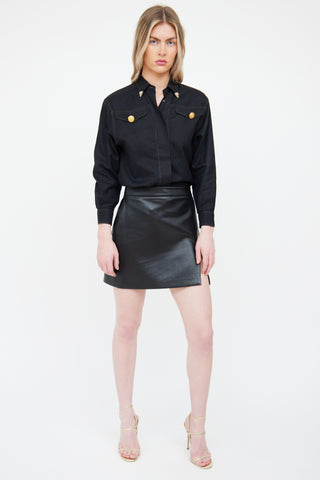 Versace FW 1992 'Miss S&M' Black Collar Tip Shirt