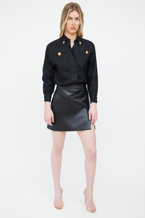 Versace FW 1992 'Miss S&M' Black Collar Tip Shirt