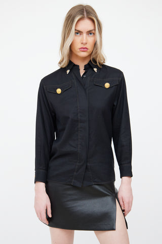 Versace FW 1992 'Miss S&M' Black Collar Tip Shirt
