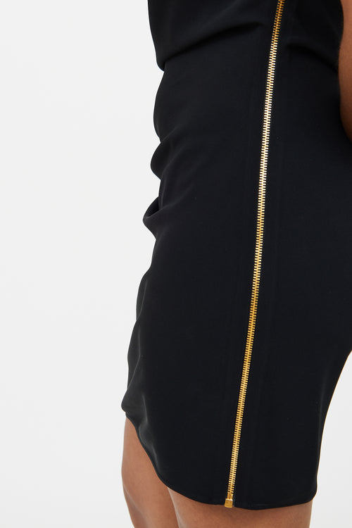 Versace Black and Gold Zipper Dress