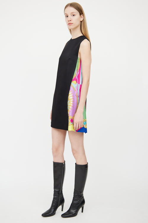 Versace Black & Multi Mini Dress