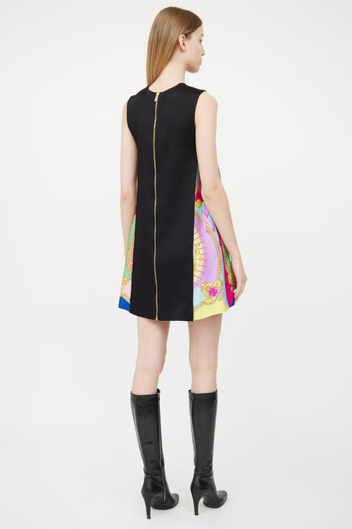 Versace Black & Multi Mini Dress