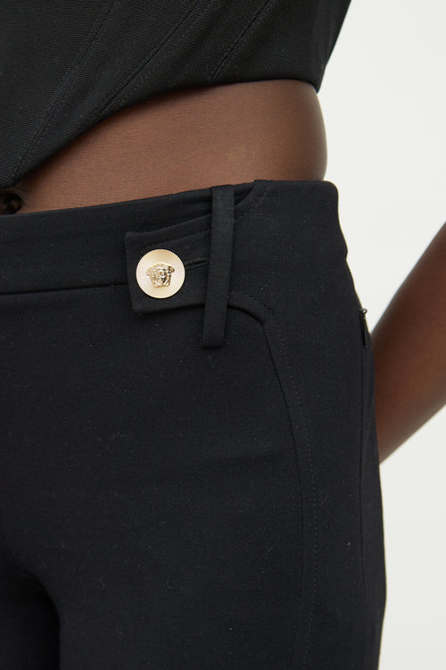 Versace Black & Gold Button Stretch Pant