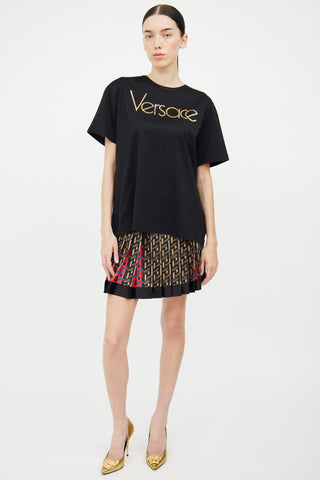 Versace Black Gold Chest Logo Short Sleeve Tee