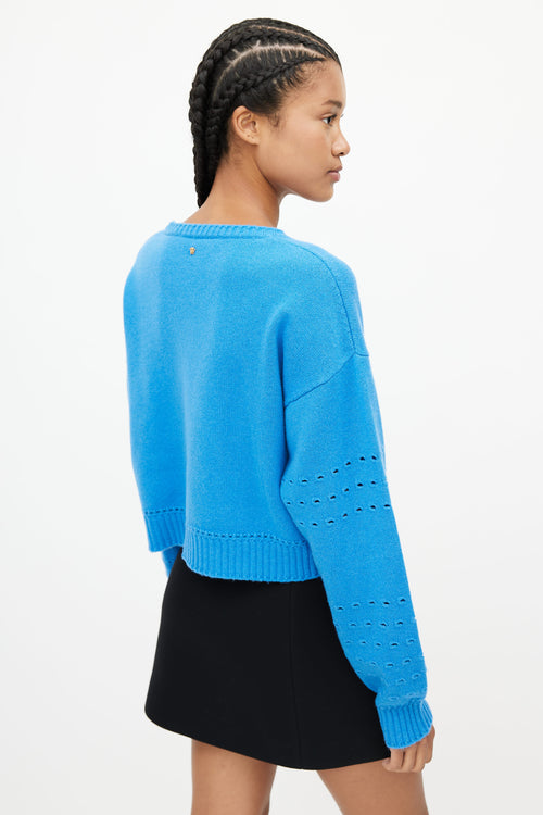Versace Blue Cashmere Keyhole Sweater