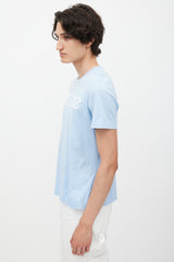 Versace Blue & White Emrboidered Logo T-Shirt