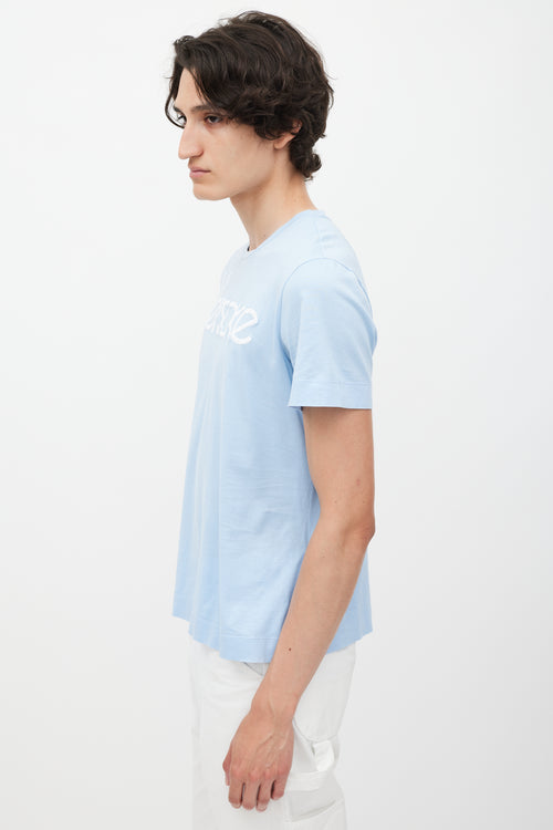 Versace Blue & White Emrboidered Logo T-Shirt